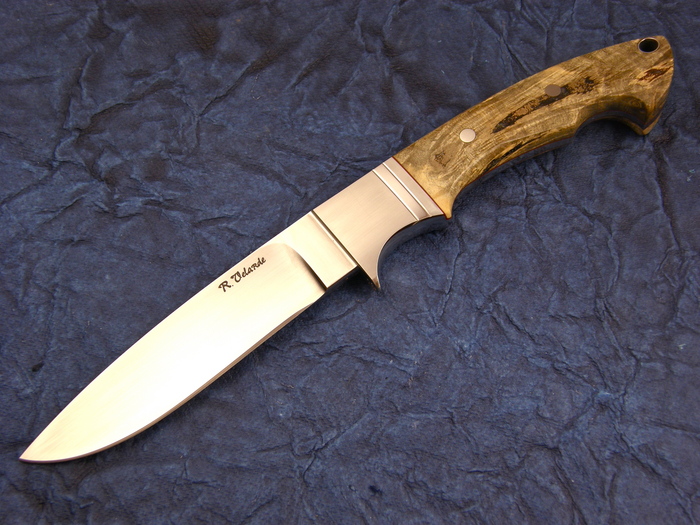 Custom Fixed Blade, N/A, ATS-34 Steel, California Buck Eye Wood Knife made by Ricardo  Velarde