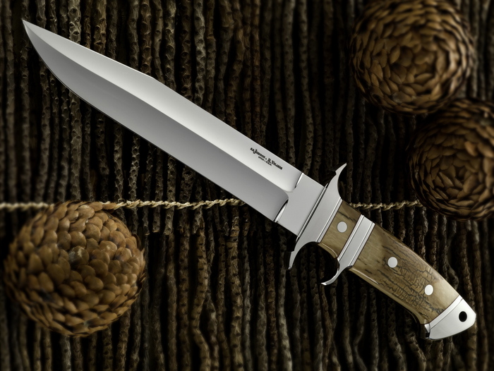 Custom Fixed Blade, N/A, ATS-34 Steel, Mammoth Ivory Knife made by R. Velarde SR johnson