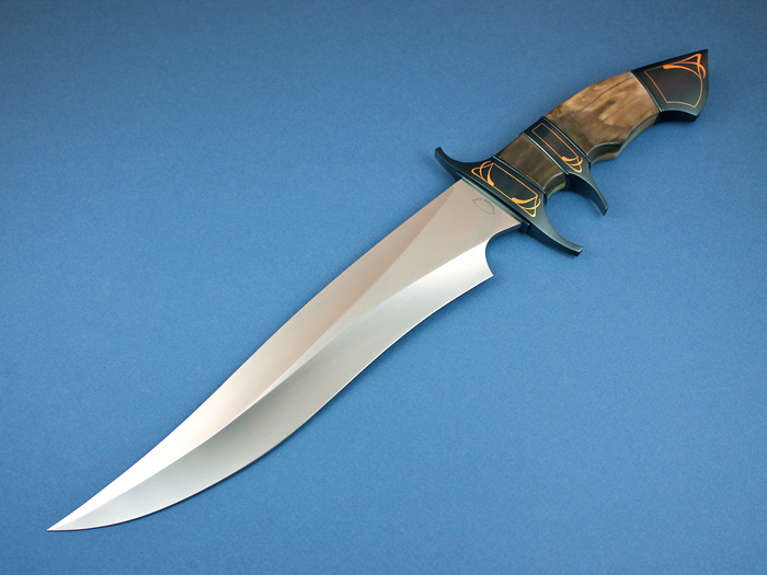 Custom Fixed Blade, N/A, 440-C Stainless Steel, Fossilized Walrus Ivory Knife made by David Broadwell