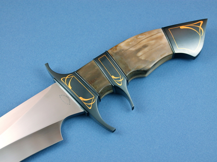 Custom Fixed Blade, N/A, 440-C Stainless Steel, Fossilized Walrus Ivory Knife made by David Broadwell