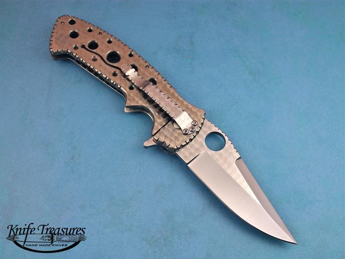 Custom Folding-Inter-Frame, Liner Lock, ATS-34 Stainless Steel, Machined Titanium Knife made by Pat & Wes Crawford