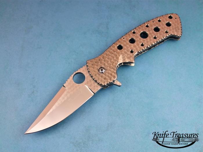Custom Folding-Inter-Frame, Liner Lock, ATS-34 Stainless Steel, Machined Titanium Knife made by Pat & Wes Crawford