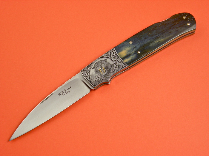 Custom Folding-Bolster, Lock Back, ATS-34 Steel, Mammoth Ivory Tooth Knife made by Bill  Pease