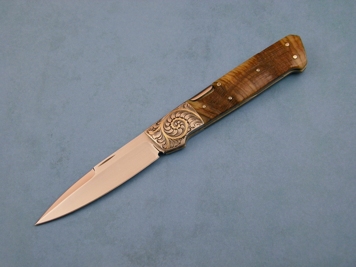 Custom Folding-Bolster, Side Lock, ATS-34 Steel, Sheep Horn Knife made by Bill  Pease