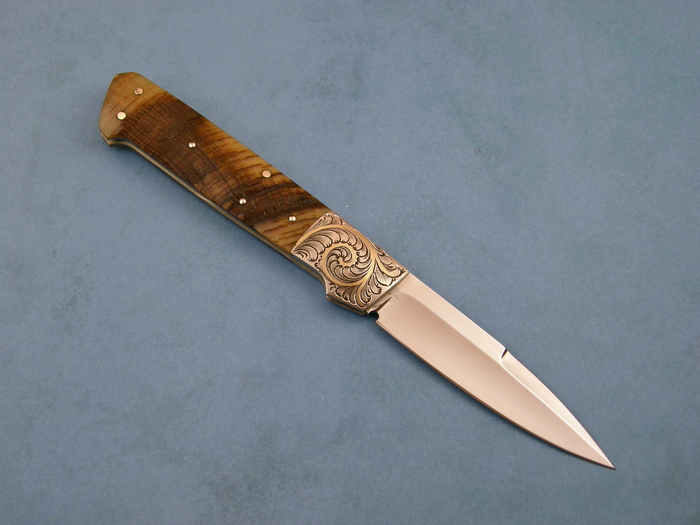 Custom Folding-Bolster, Side Lock, ATS-34 Steel, Sheep Horn Knife made by Bill  Pease