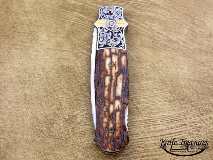 Custom Folding-Bolster, Lock Back, ATS-34 Stainless Steel, Fossilized Mammoth Knife made by Bill  Pease