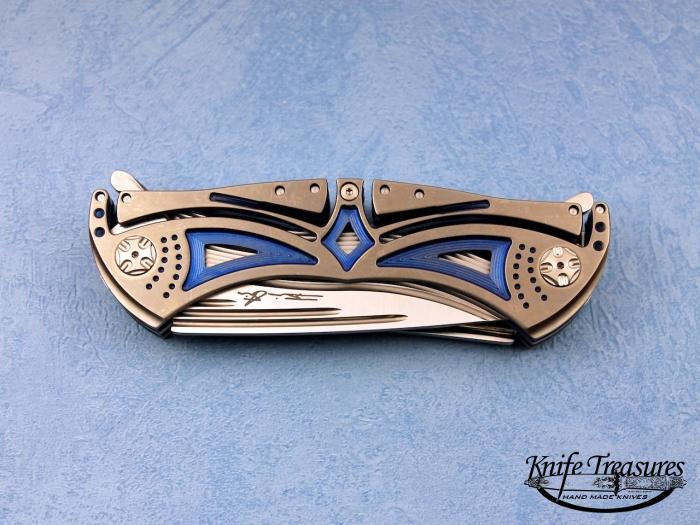 Custom Folding-Inter-Frame, Mid-Lock, RWL-34 Steel, Titanium Knife made by Brian Tighe