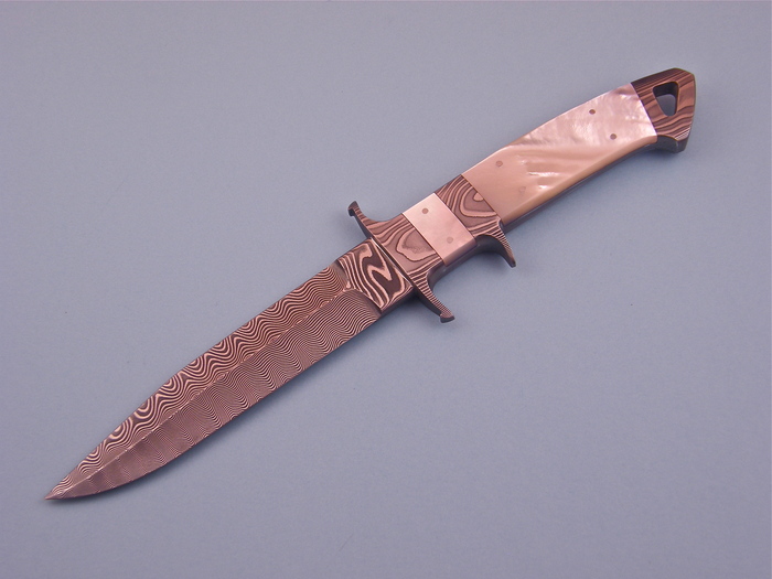 Custom Fixed Blade, N/A, Damascus Steel, Mother Of Pearl Knife made by Dietmar Kressler