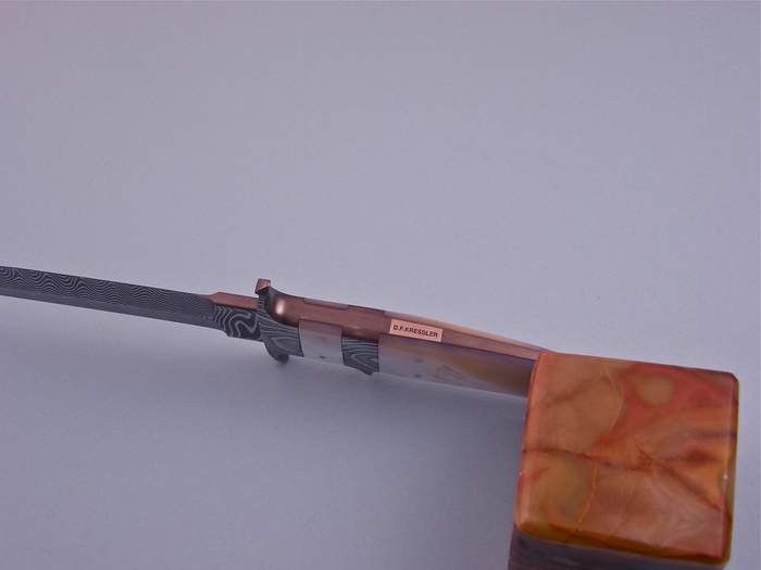 Custom Fixed Blade, N/A, Damascus Steel, Mother Of Pearl Knife made by Dietmar Kressler
