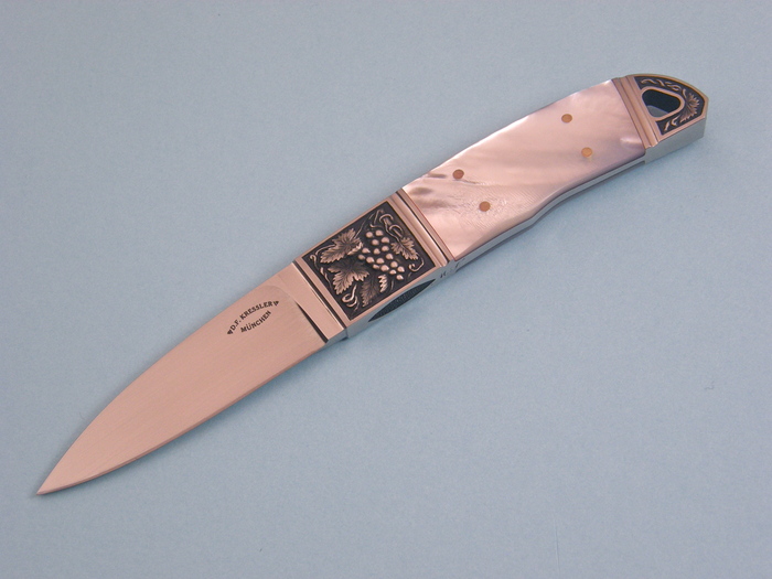 Custom Fixed Blade, N/A, BG-42, Mother Of Pearl Knife made by Dietmar Kressler