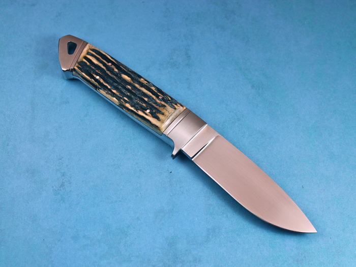 Custom Fixed Blade, N/A, RWL-34 Steel, Natural Stag Knife made by Dietmar Kressler