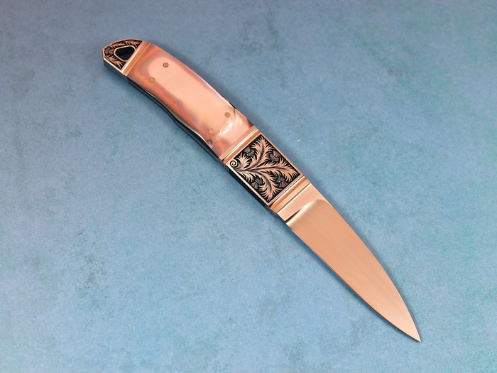 Custom Fixed Blade, N/A, BG-42 Stainless Steel, Black Lip Pearl Knife made by Dietmar Kressler