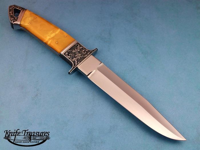 Custom Fixed Blade, N/A, BG-42 Stainless Steel, Amber Knife made by Dietmar Kressler