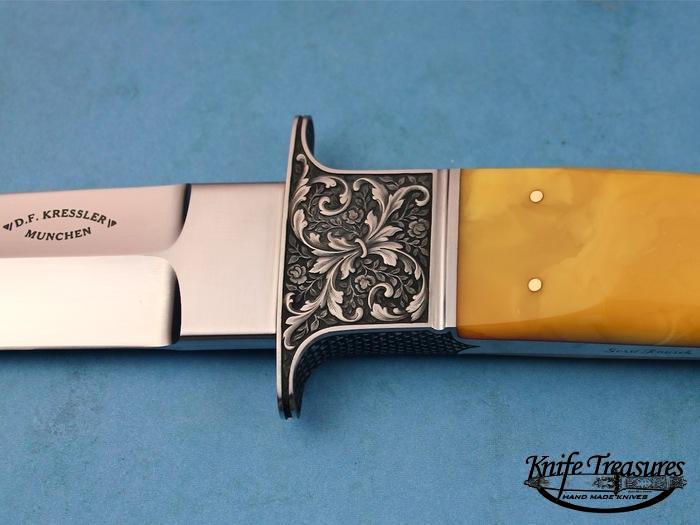 Custom Fixed Blade, N/A, BG-42 Stainless Steel, Amber Knife made by Dietmar Kressler