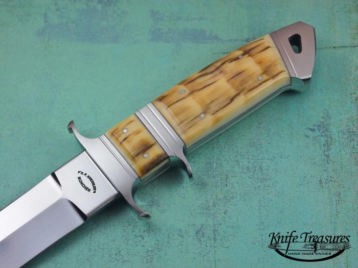 Custom Fixed Blade, N/A, RWL-34 Steel, Fossilized Walrus Knife made by Dietmar Kressler