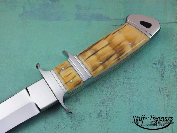 Custom Fixed Blade, N/A, RWL-34 Steel, Fossilized Walrus Knife made by Dietmar Kressler