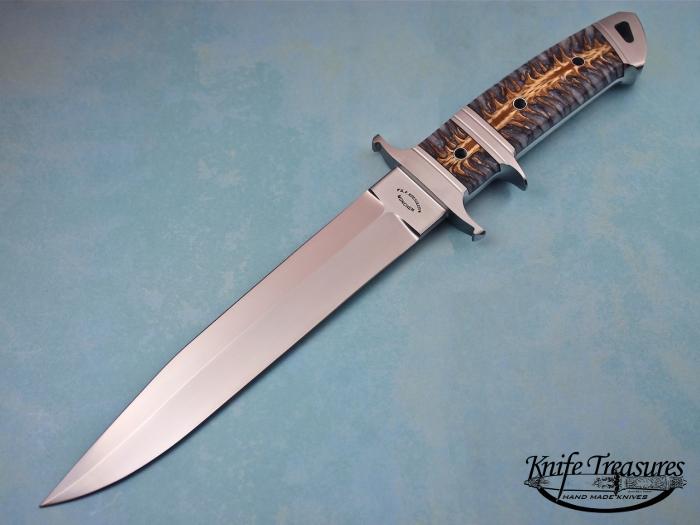 Custom Fixed Blade, N/A, RWL-34 Steel, S6abilized Pine Cone Knife made by Dietmar Kressler