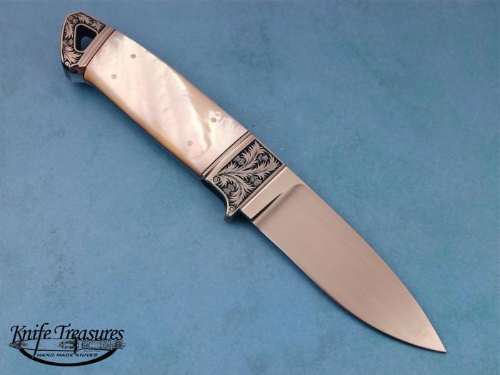 Custom Fixed Blade, N/A, BG-42 Stainless Steel, Mother Of Pearl Knife made by Dietmar Kressler