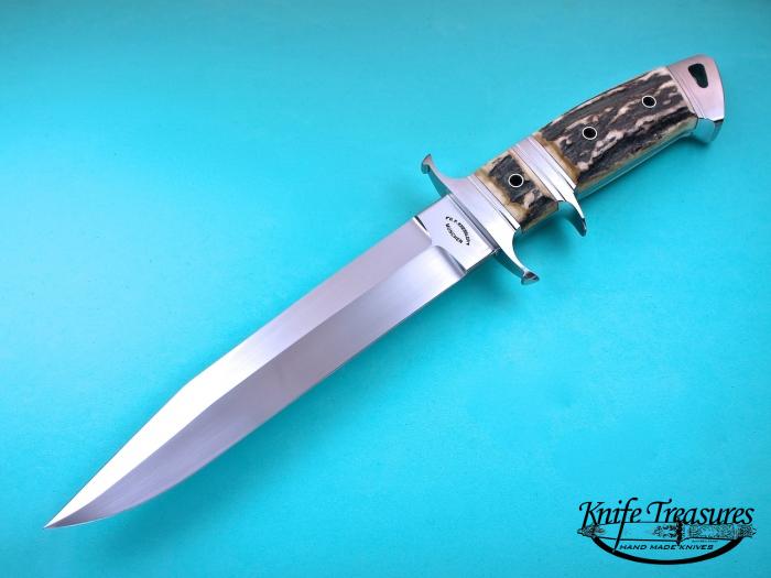 Custom Fixed Blade, N/A, RWL-34 Stainless Steel , Natural Stag Knife made by Dietmar Kressler