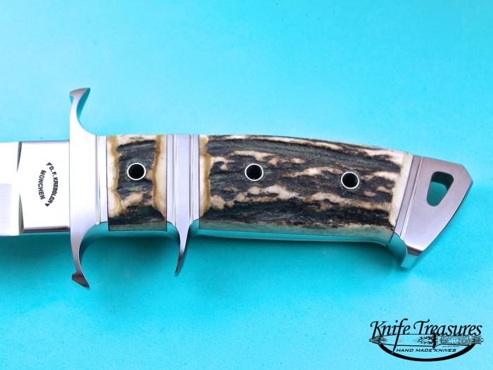 Custom Fixed Blade, N/A, RWL-34 Stainless Steel , Natural Stag Knife made by Dietmar Kressler