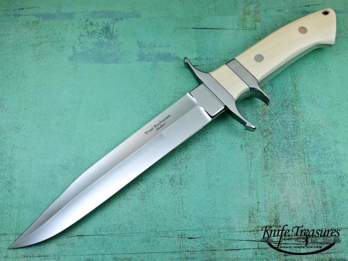 Custom Fixed Blade, N/A, ATS-34 Stainless Steel, Antique Ivory Knife made by Thad Buchanan