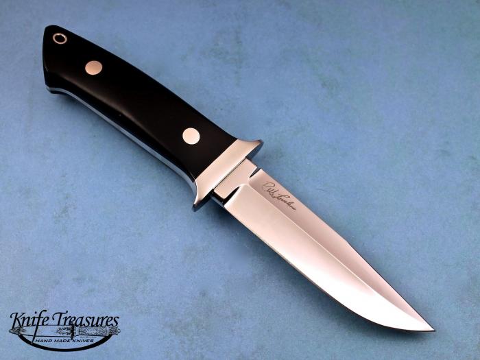 Custom Fixed Blade, N/A, ATS-34 Stainless Steel, Black Micarta Knife made by Thad Buchanan