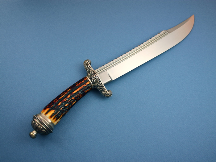 Custom Fixed Blade, N/A, CPM-154, Amber Stag Knife made by Steven Rapp