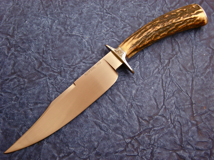 Custom Fixed Blade, N/A, ATS-34 Steel, Stag Knife made by Ron Newton