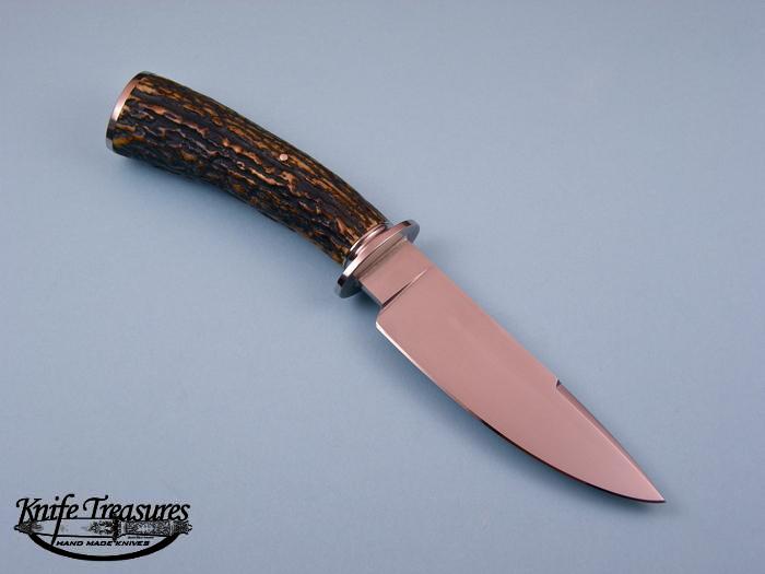 Custom Fixed Blade, N/A, ATS-34 Steel, Stag Knife made by Randy Golden
