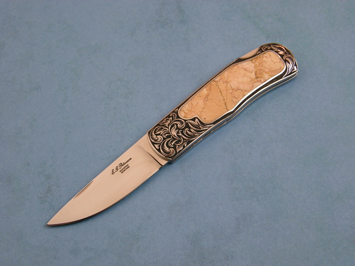 Custom Folding-Inter-Frame, Lock Back, ATS-34 Steel, Stone Knife made by Eldon Peterson