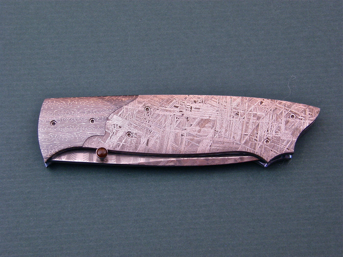 Custom Folding-Bolster, Liner Lock, Devon THomas Damascus Steel, Meteorite Knife made by Lloyd McConnell