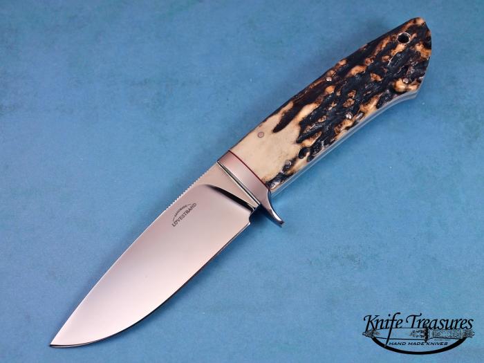 Custom Fixed Blade, N/A, ATS-34 Stainless Steel, Natural Stag Knife made by Schuyler Lovestrand