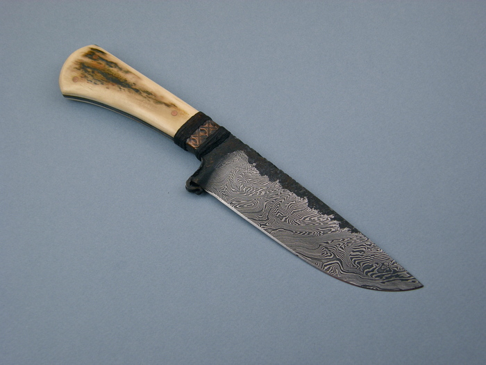Custom Fixed Blade, N/A, Damascus Steel by Maker, Mammoth Ivory Knife made by Daniel  Winkler