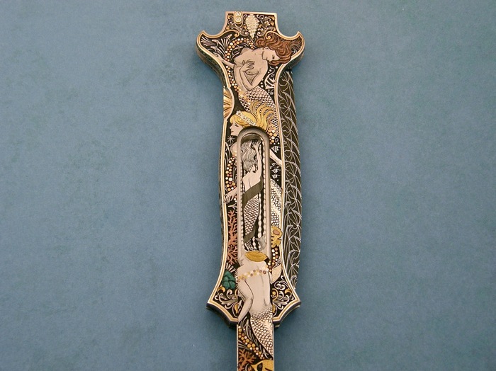 Custom Folding-Inter-Frame, Lock Back, Damscus Steel, 416 Stainless Steel--Double Pocket Locket Knife made by Joe Kious