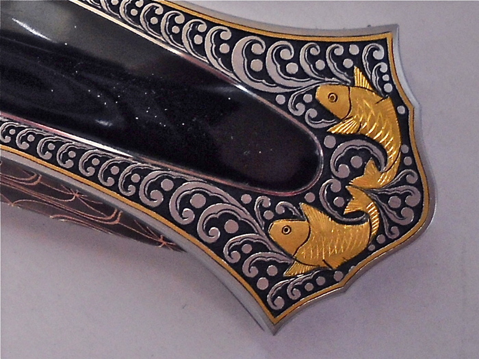 Custom Folding-Inter-Frame, Lock Back, Damascus Steel, Edwards Black Jade  Knife made by Joe Kious