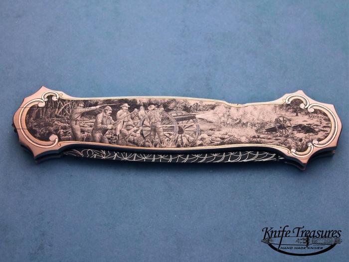 Custom Folding-Inter-Frame, Lock Back, Damascus Steel, 416 Stainless Steel Knife made by Joe Kious