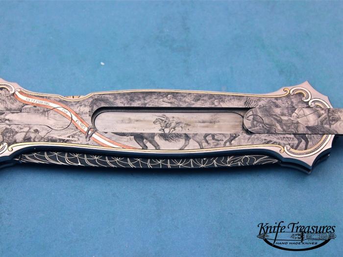 Custom Folding-Inter-Frame, Lock Back, Damascus Steel, 416 Stainless Steel Knife made by Joe Kious
