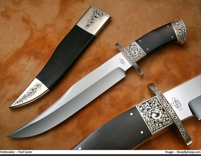 Custom Fixed Blade, N/A, ATS-34 Steel, Ebony Wood Knife made by Fred Carter