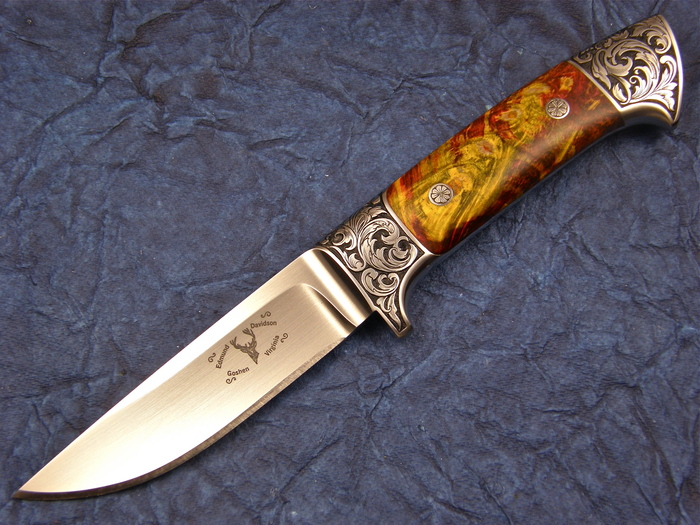 Custom Fixed Blade, N/A, 440-C Stainless Steel, Stabilized Box Elder Wood Knife made by Edmund Davidson