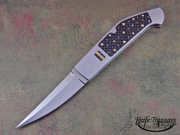 Custom Folding-Inter-Frame, N/A, RWL-34 Steel, Carbon Fiber With Gold Pins Knife made by Emmanuel Esposito