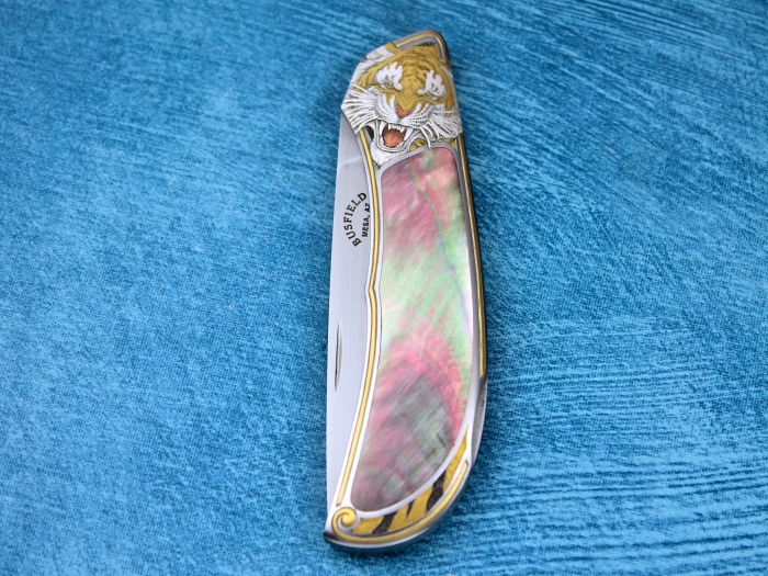Custom Folding-Inter-Frame, Lock Back, ATS-34 Stainless Steel, Black Lip Pearl Knife made by Jack Busfield