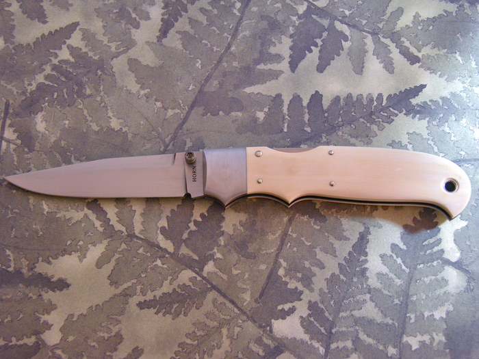 Custom Folding-Bolster, Lock Back, ATS-34 Steel, Antique Ivory Knife made by Jess Horn