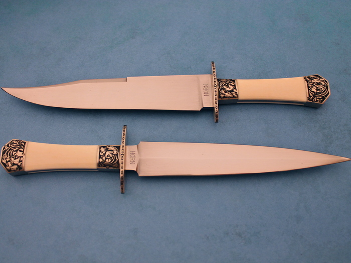 Custom Fixed Blade, N/A, ATS-34 Stainless Steel, Antique Ivory Knife made by Jess Horn