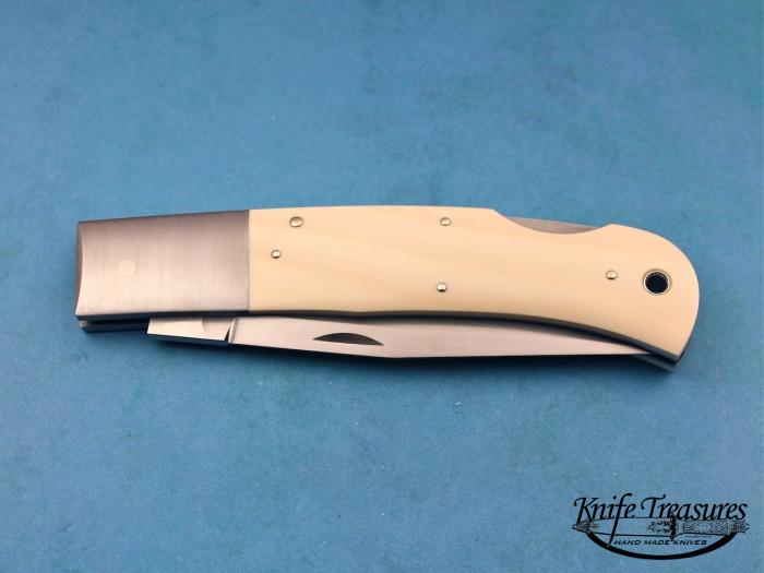 Custom Folding-Bolster, Lock Back, ATS-34 Stainless Steel, Fossilized Mammoth Knife made by Jess Horn
