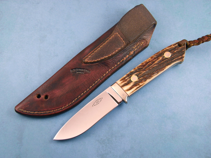 Custom Fixed Blade, N/A, ATS-34 Stainless Steel, Natural Stag Knife made by Bob  Loveless