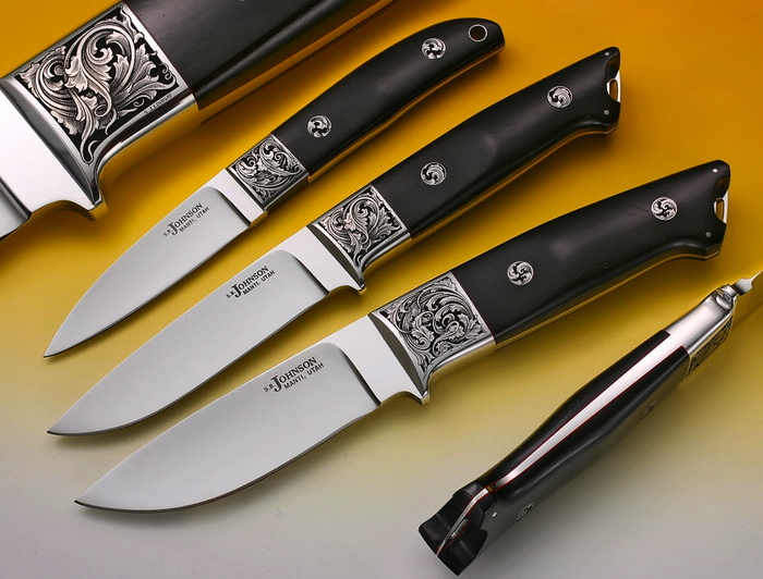 Custom Fixed Blade, N/A, ATS-34 Steel, Black Buffalo Horn Knife made by Steve SR Johnson