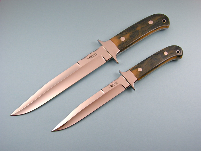 Custom Fixed Blade, N/A, ATS-34 Steel, Blue Mammoth Ivory Knife made by Steve SR Johnson