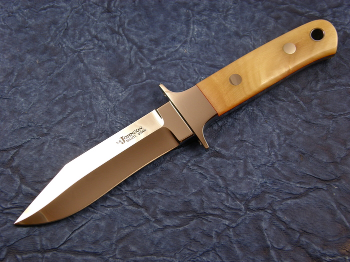 Custom Fixed Blade, N/A, ATS-34 Steel, Rams Horn Knife made by Steve SR Johnson