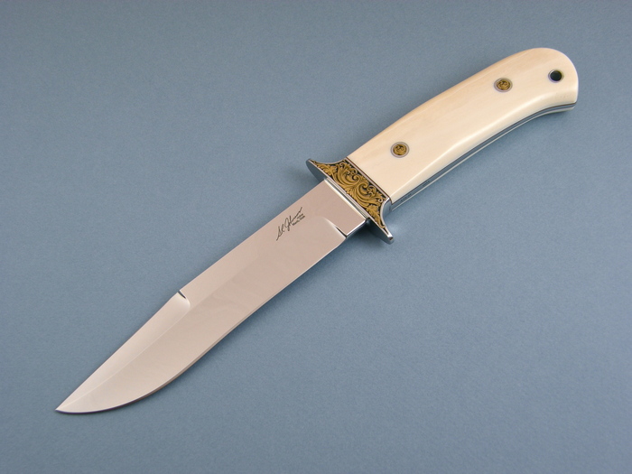 Custom Fixed Blade, N/A, ATS-34 Steel, Antique Ivory Knife made by Steve SR Johnson