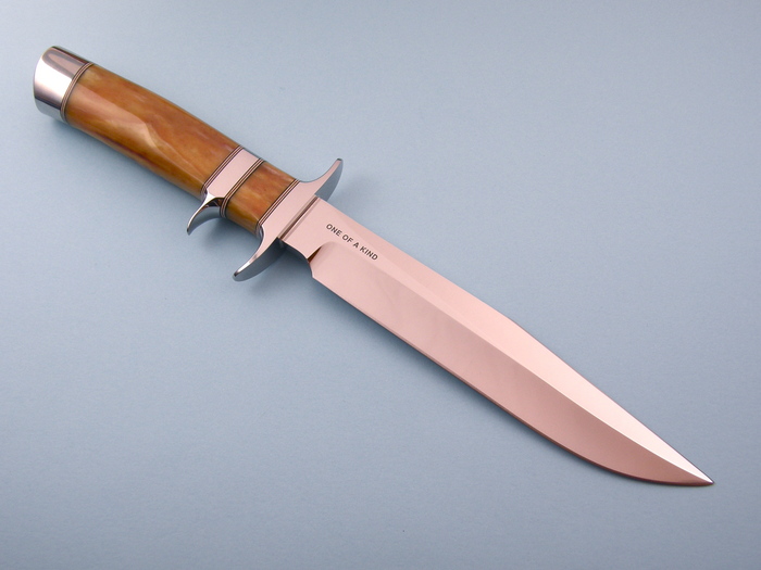 Custom Fixed Blade, N/A, ATS-34 Steel, Polished Amber Stag Knife made by Steve SR Johnson